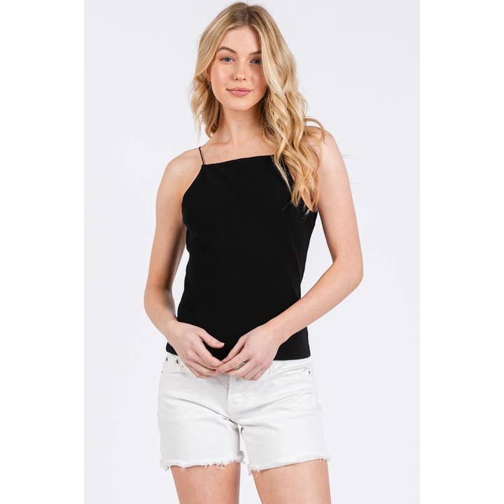 Double Ribbed Square Neck Top