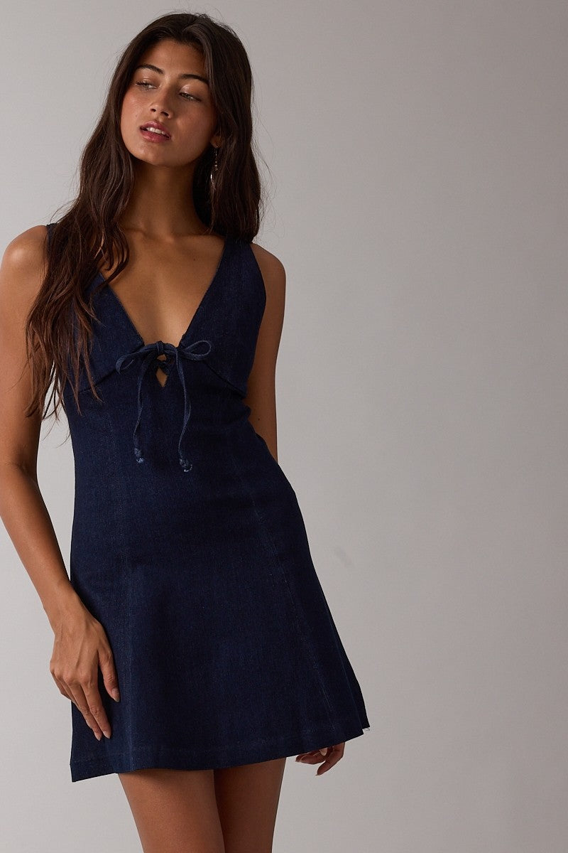 dark denim mini dress Dark Denim Mini Dress