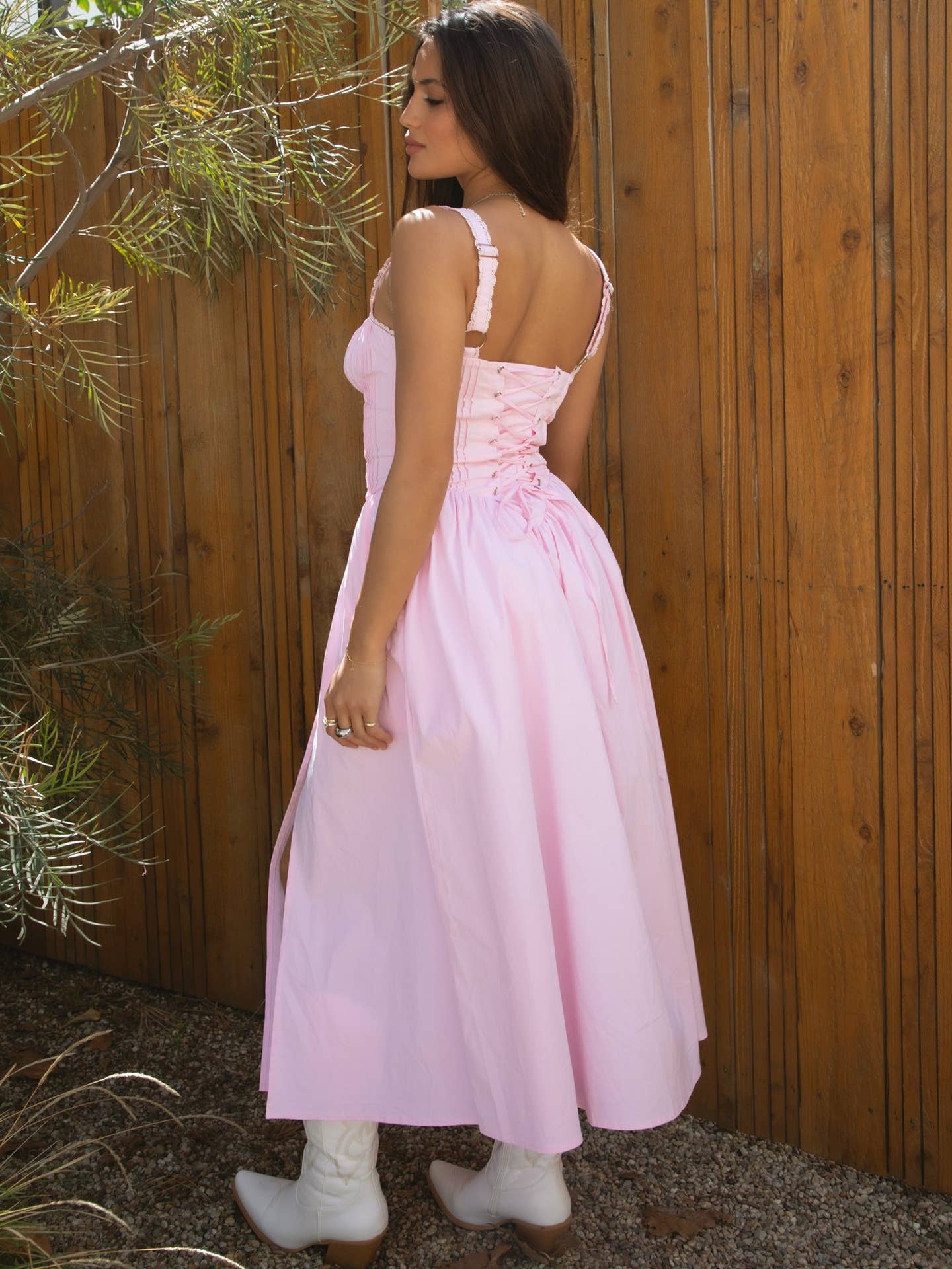 Poplin Loretta Pink Midi Dress