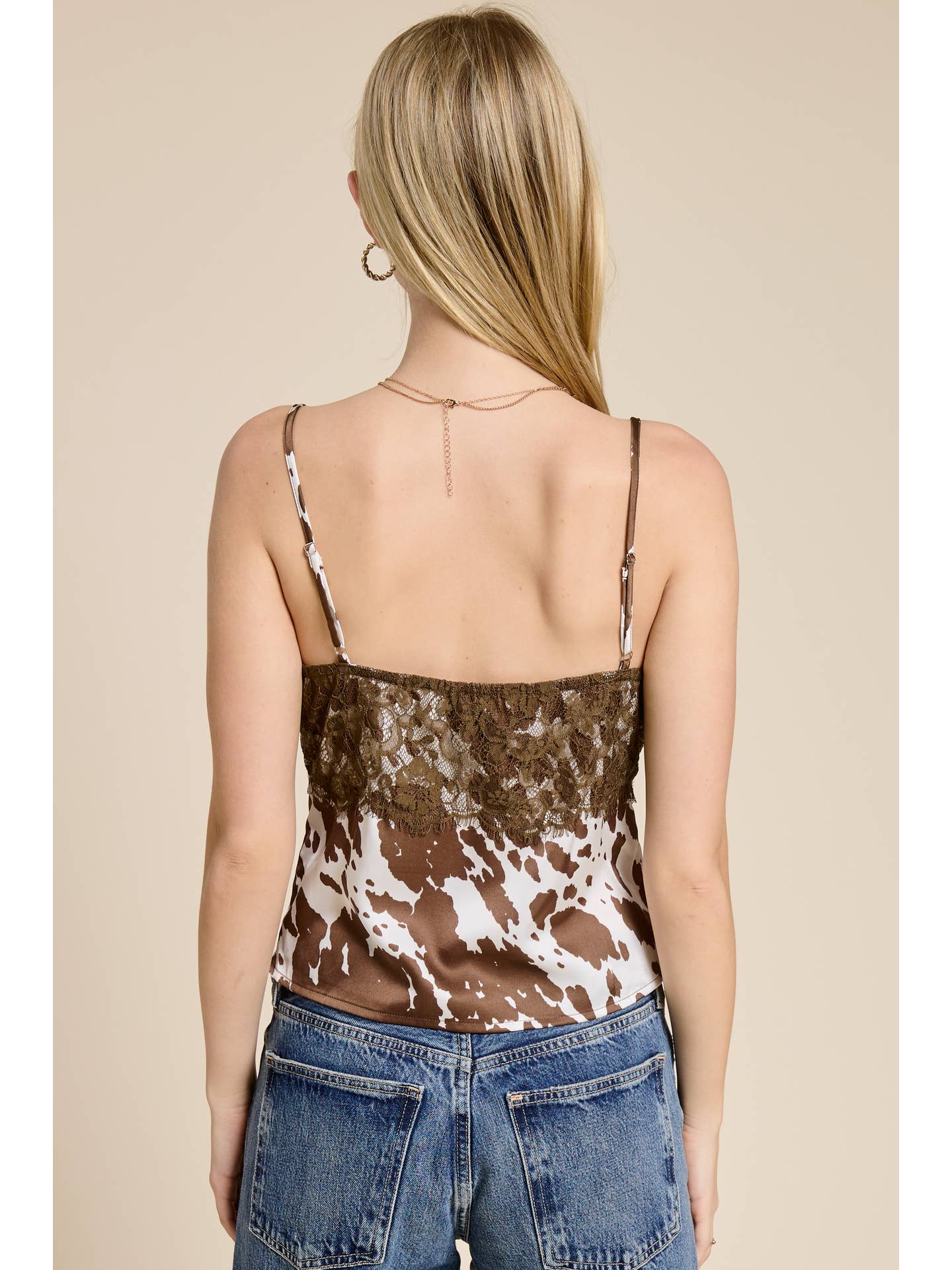 Cow Print Satin Cami Top