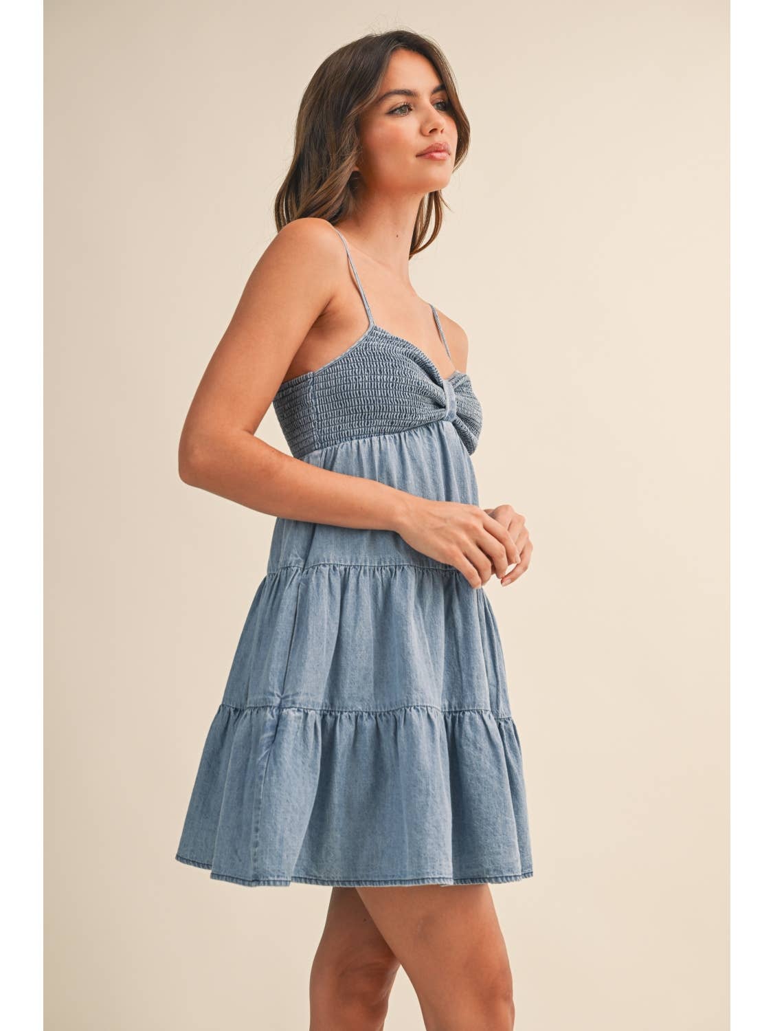 Denim Tiered Mini Dress