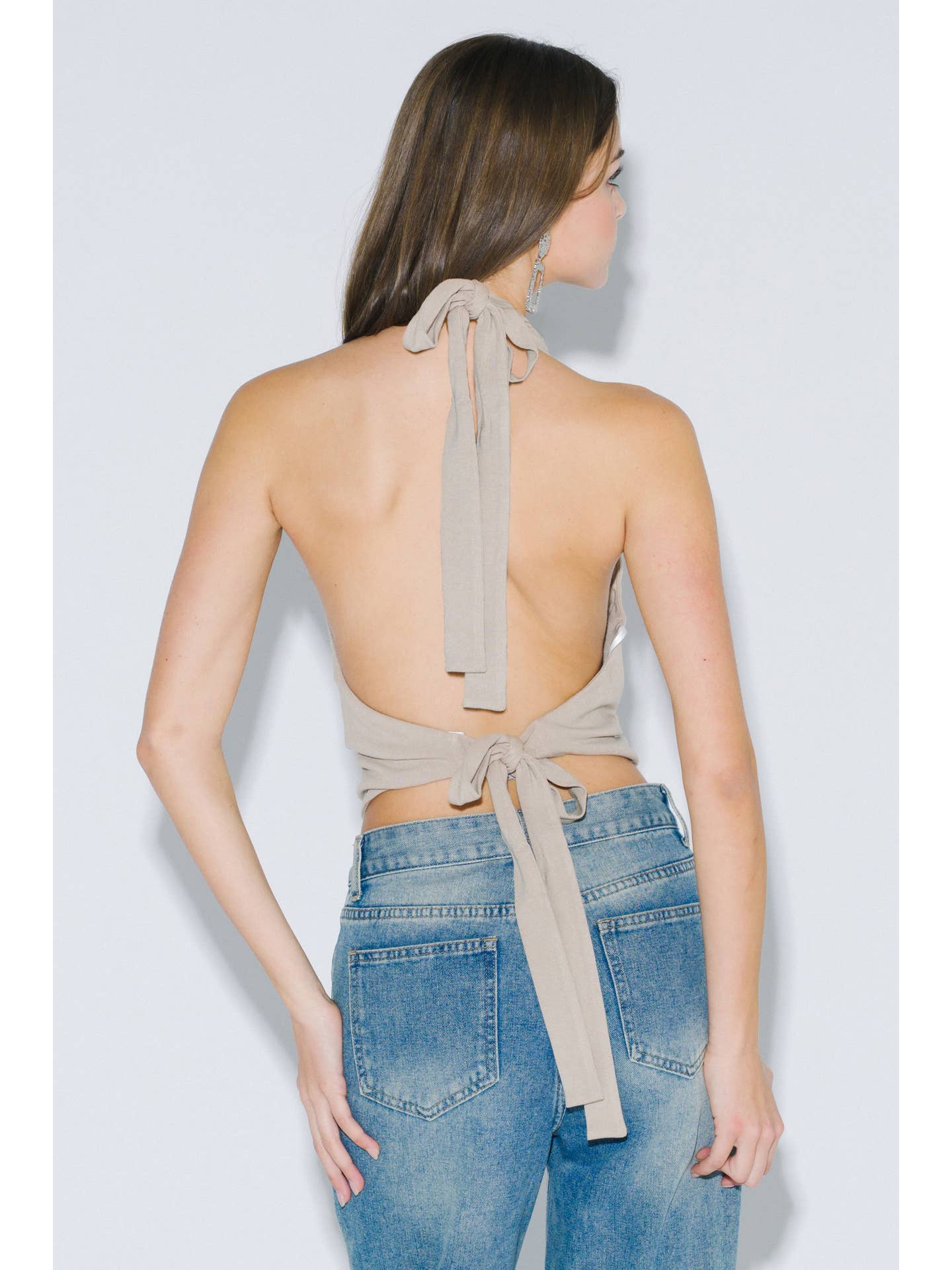 Cowl Neck Taupe Stud Top