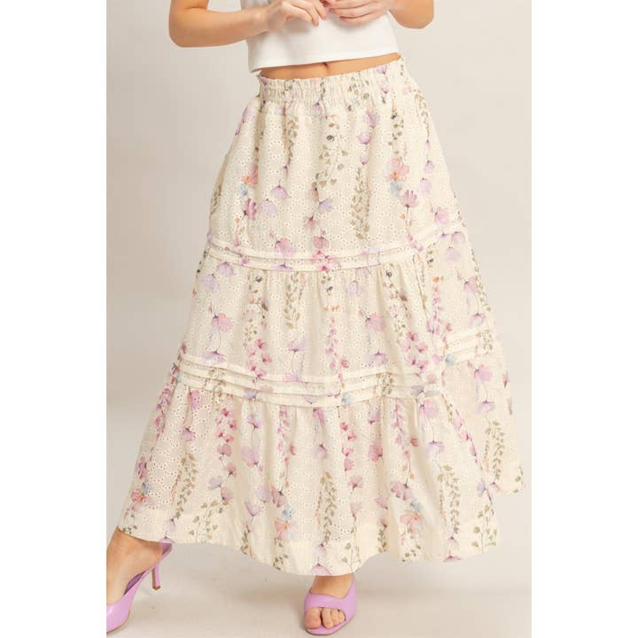 Floral Eyelet Maxi Skirt