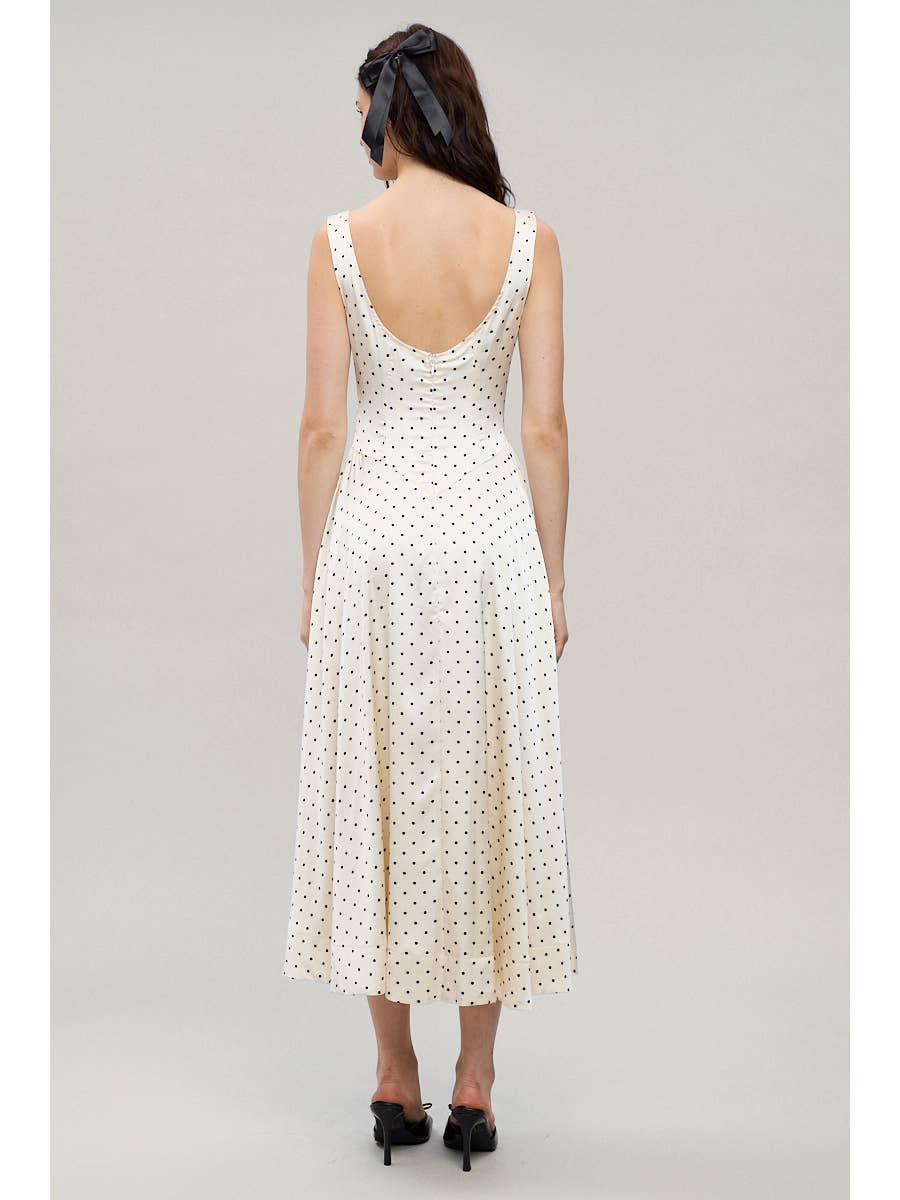 Satin Polka Dot Midi Dress