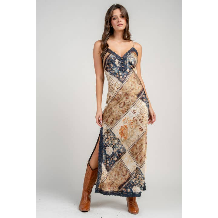 Satin Bandana Slip Maxi Dress