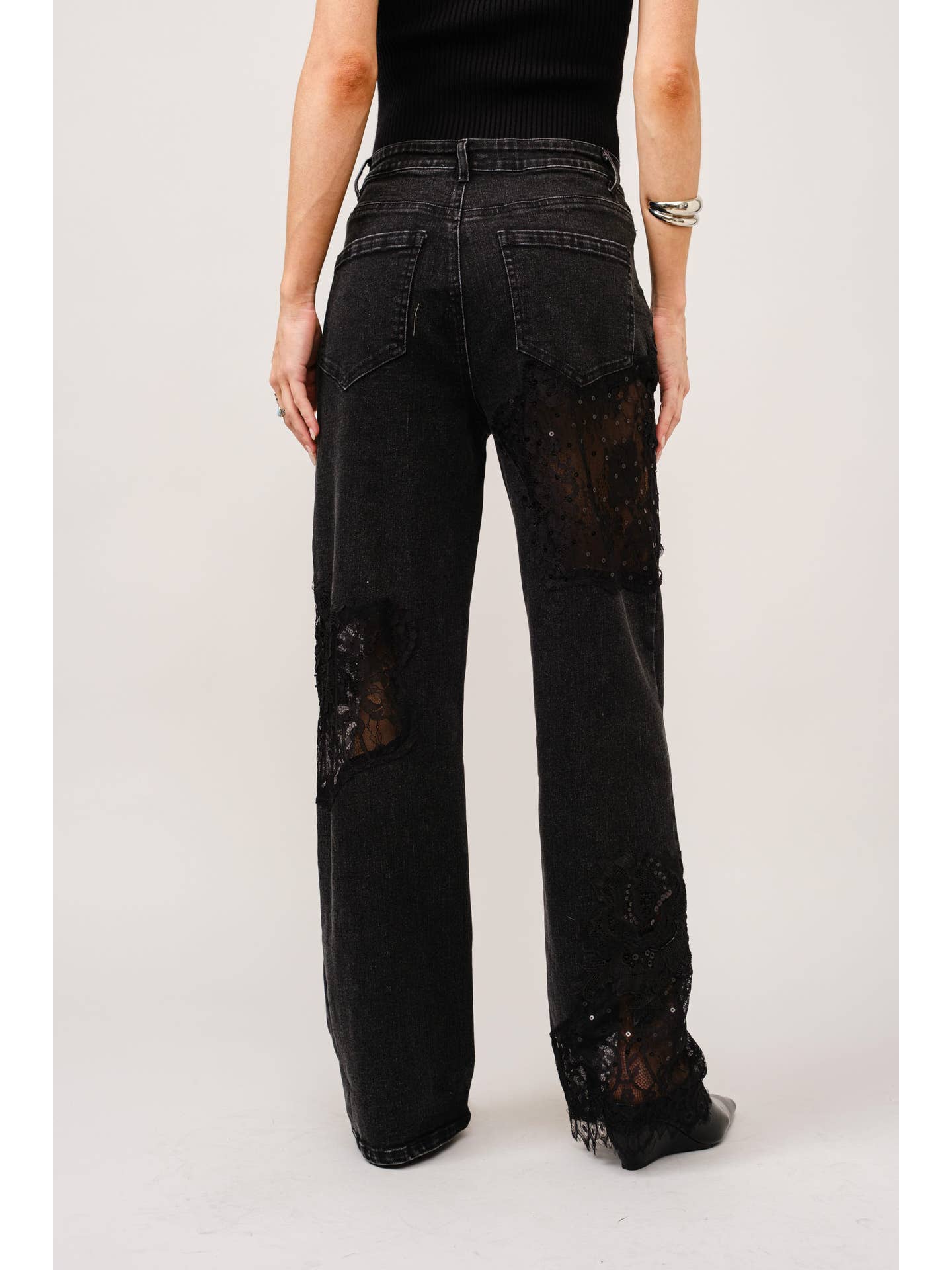 Lace & Sequins Black Denim