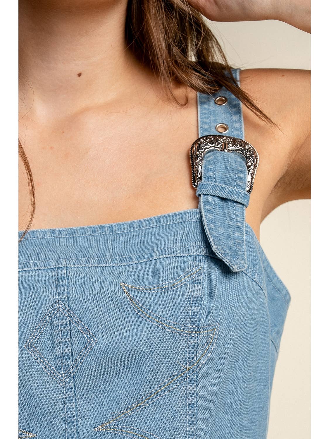 Denim Buckle Mini Dress