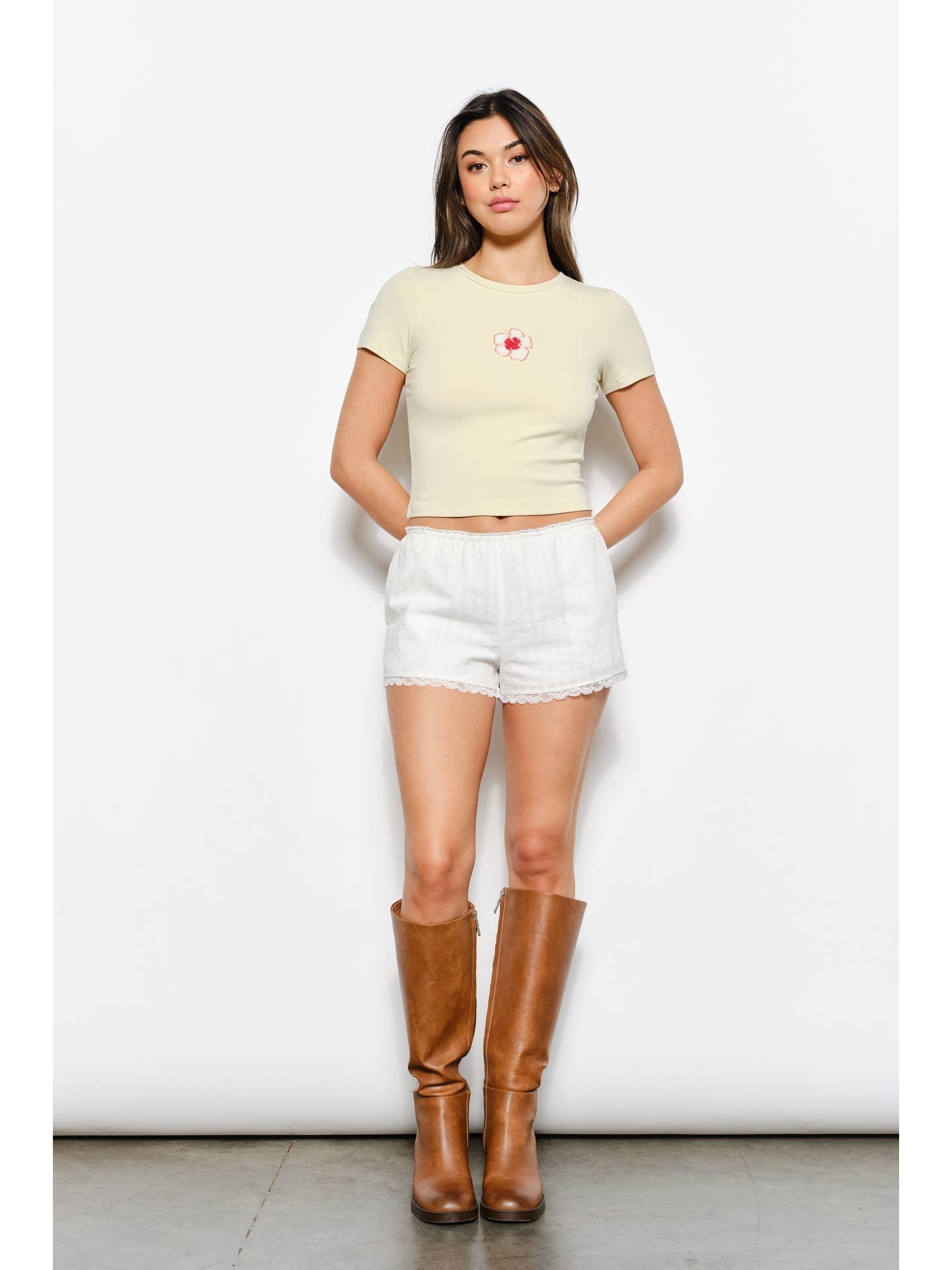 Beaded Flower Baby Tee
