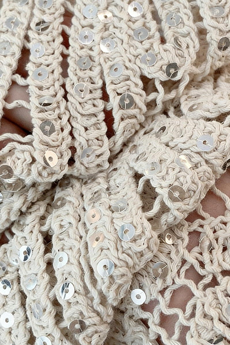 One Size Crochet & Sequin Sleeveless Top