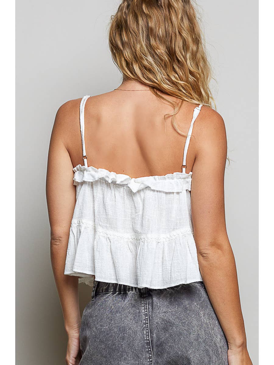 Flowy White Lace Cami Top