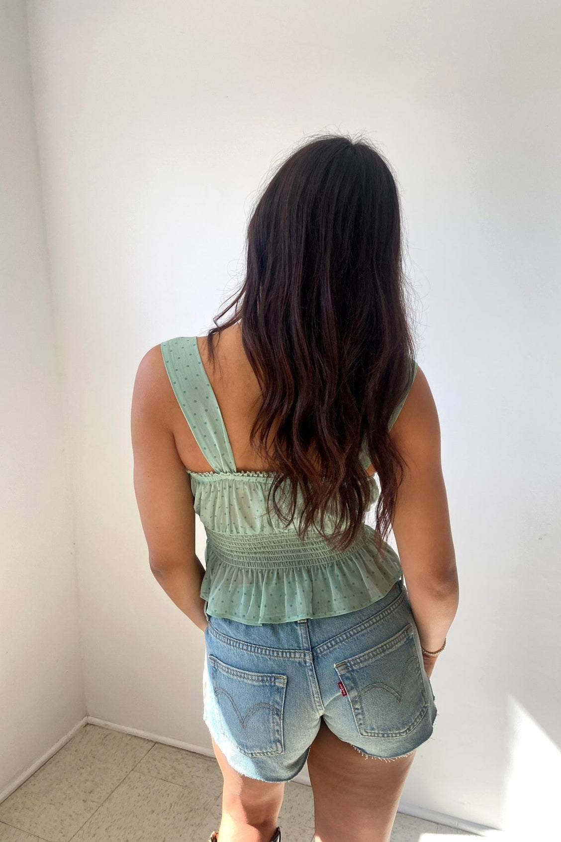 Polka Dot Lace Detail Top
