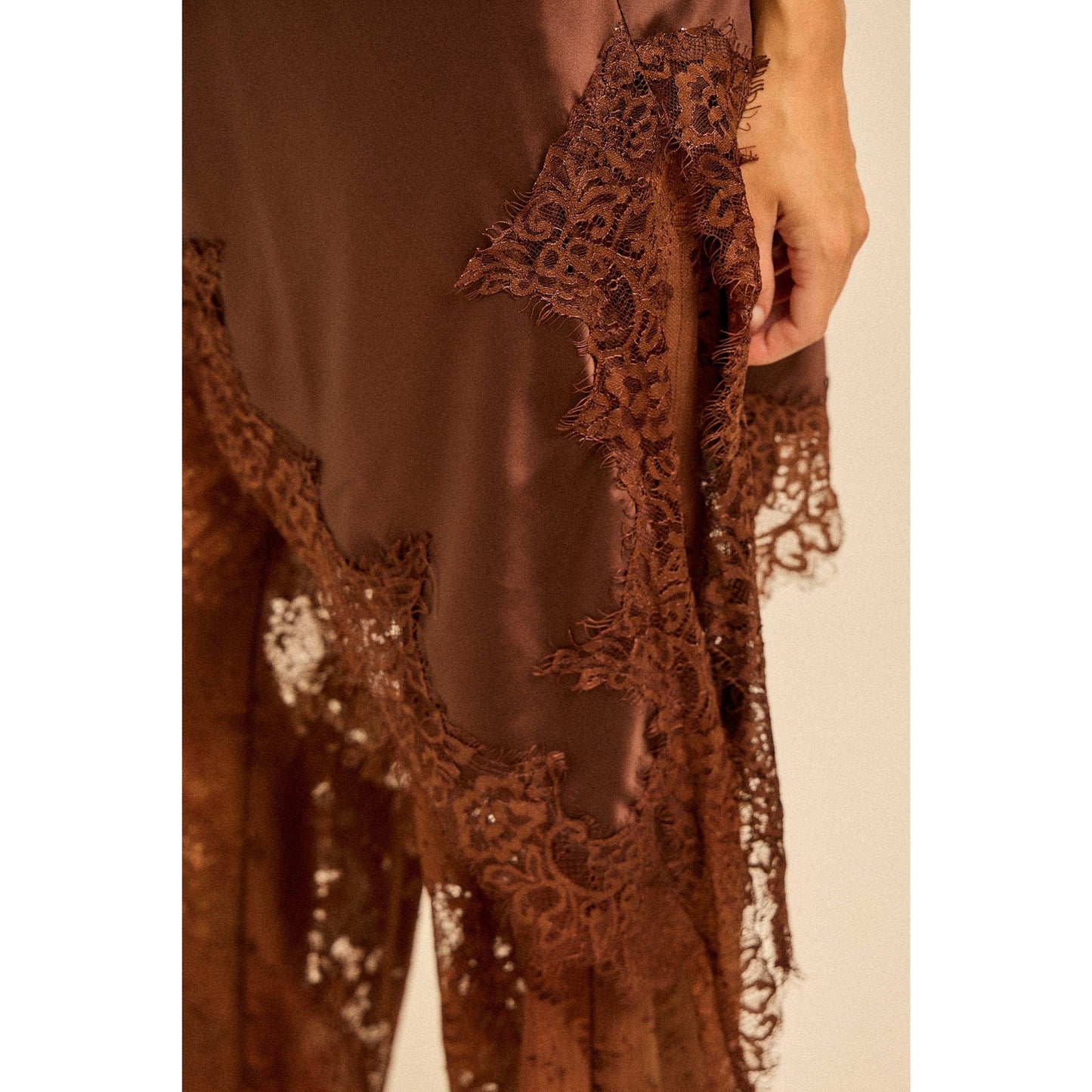 Satin Lace Trim Cami and Pants Set