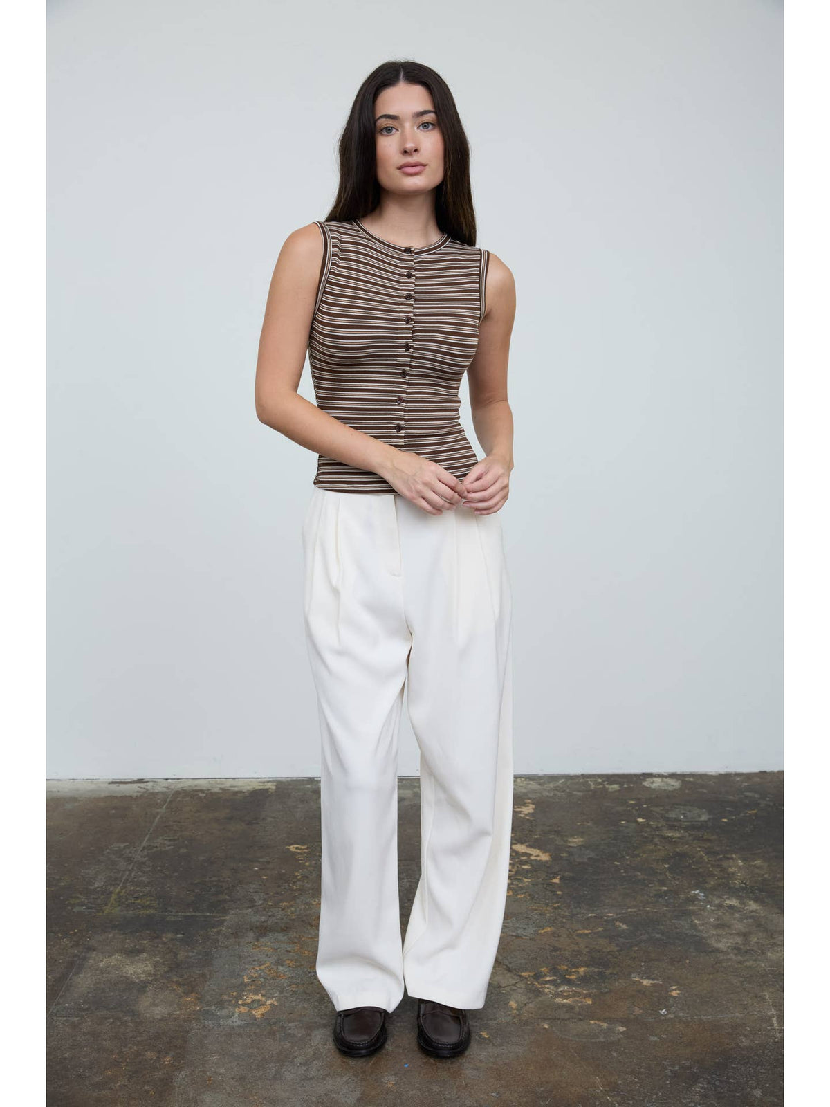 Striped Crew Button Down Tank