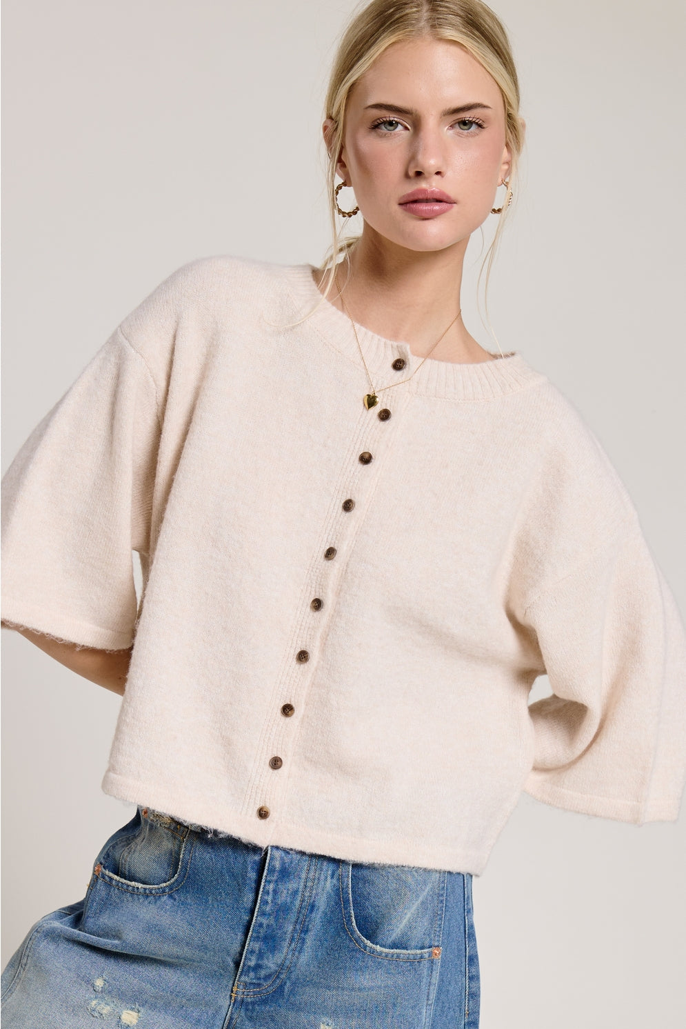 Wide Short Sleeve Cardigan