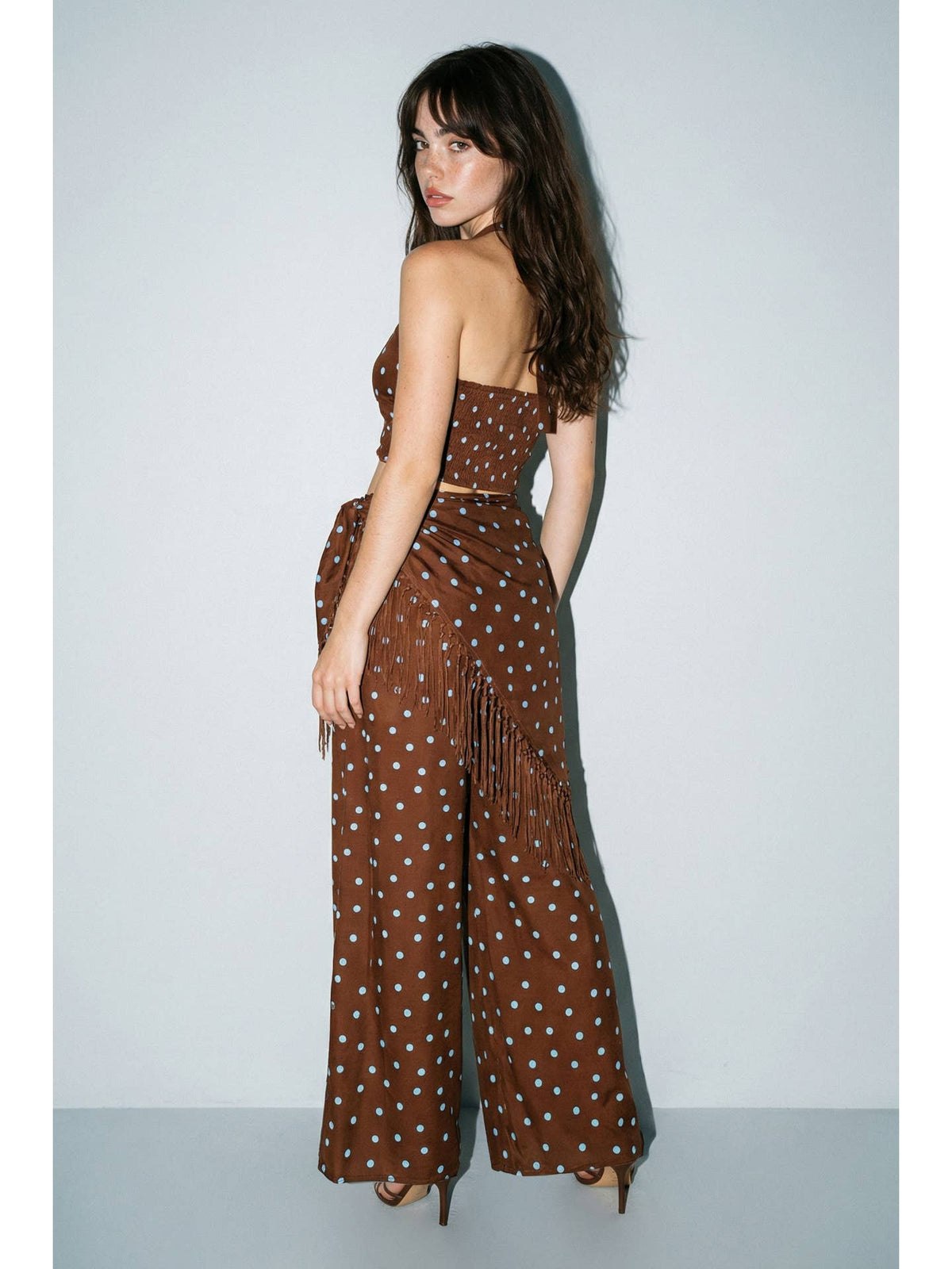 Polka Dot Halter Top & Fringe Pants Set