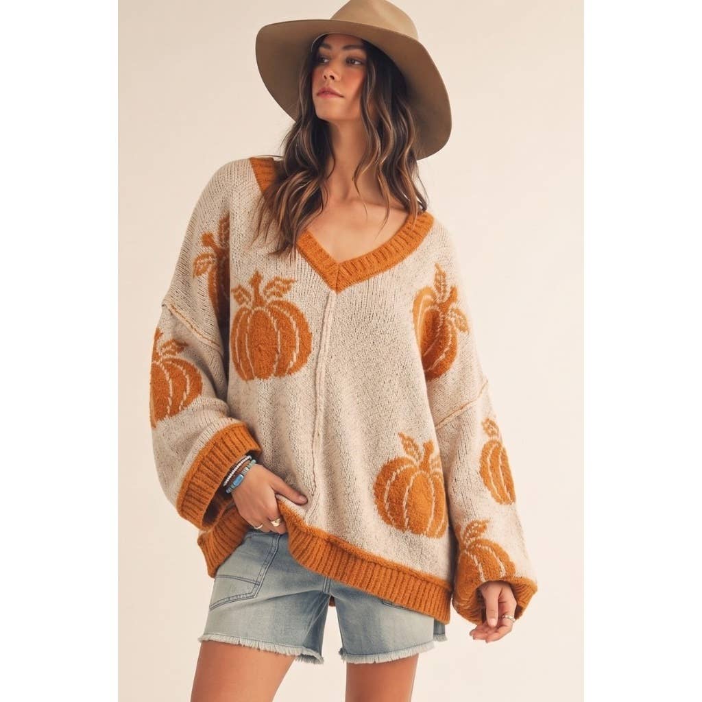 Rustic Pumpkin Relaxed Knit Sweater