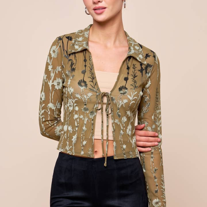 Burn Out Velvet Tie Top