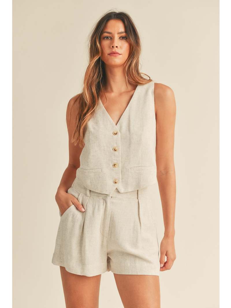 Vest Linen Shorts Set