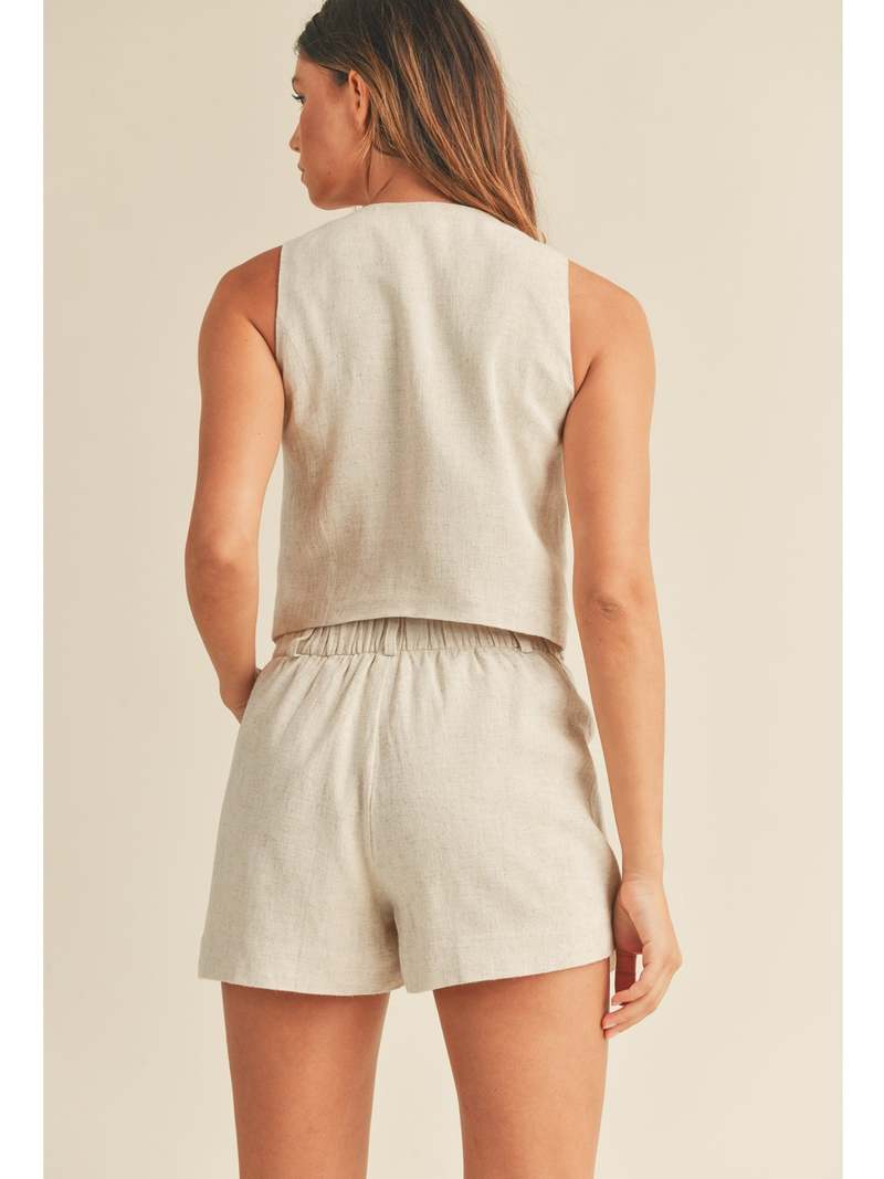 Vest Linen Shorts Set