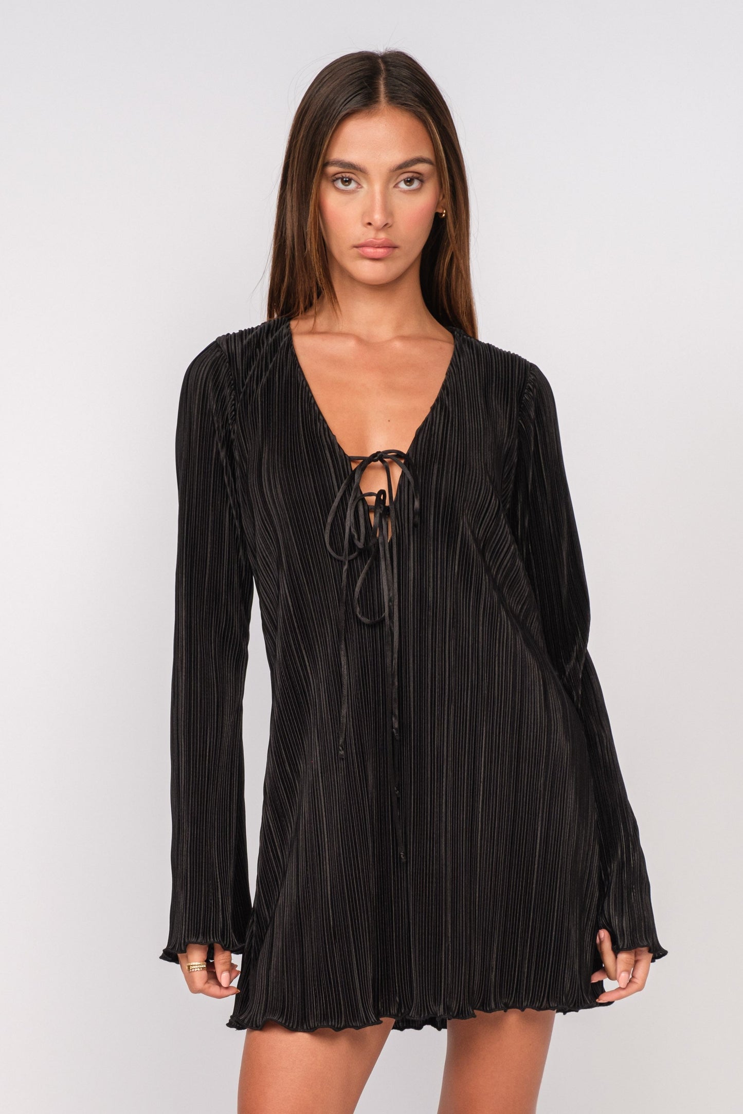 Black Pleated Mini Dress