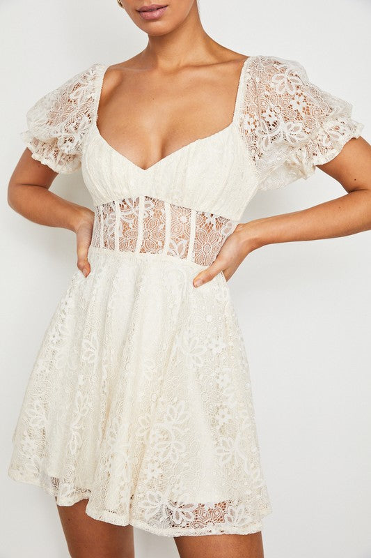 Cream Lace Mini Dress