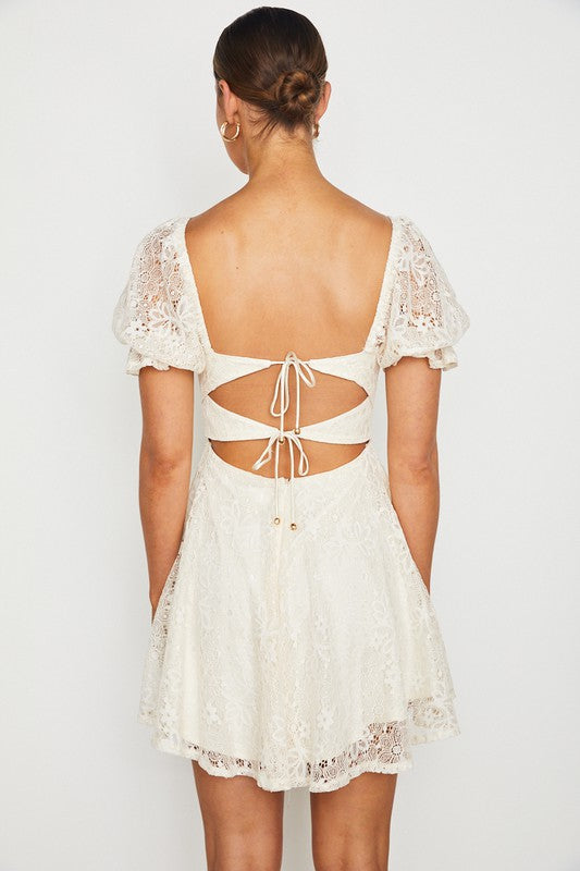 Cream Lace Mini Dress