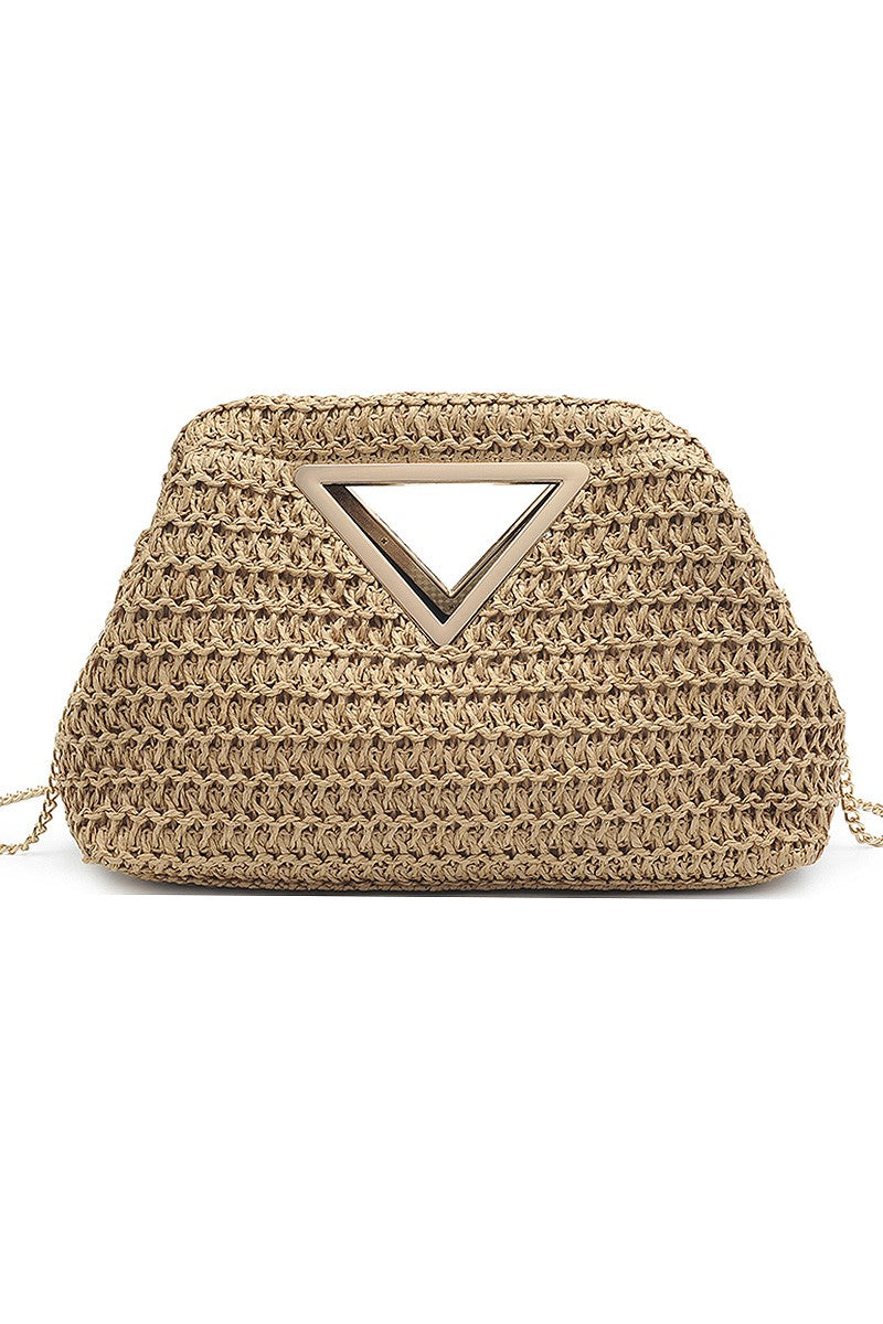 Woven Straw Crossbody Handbag