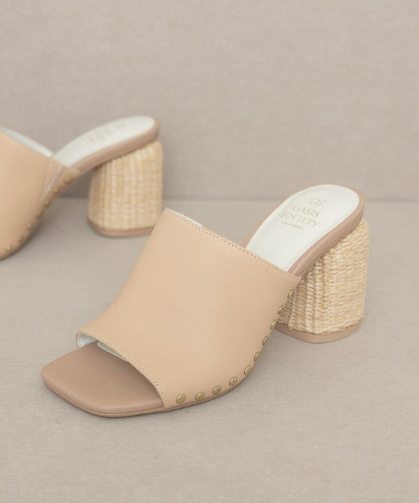 Serena- Studded Raffia Slide Heel