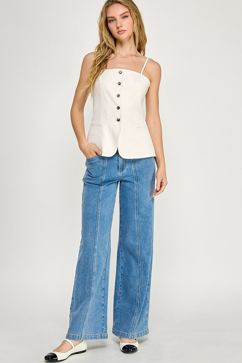 Ecru Longline Vest Top
