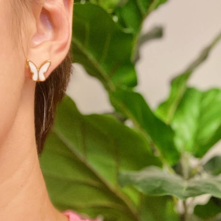 Opal Butterfly Stud Earrings