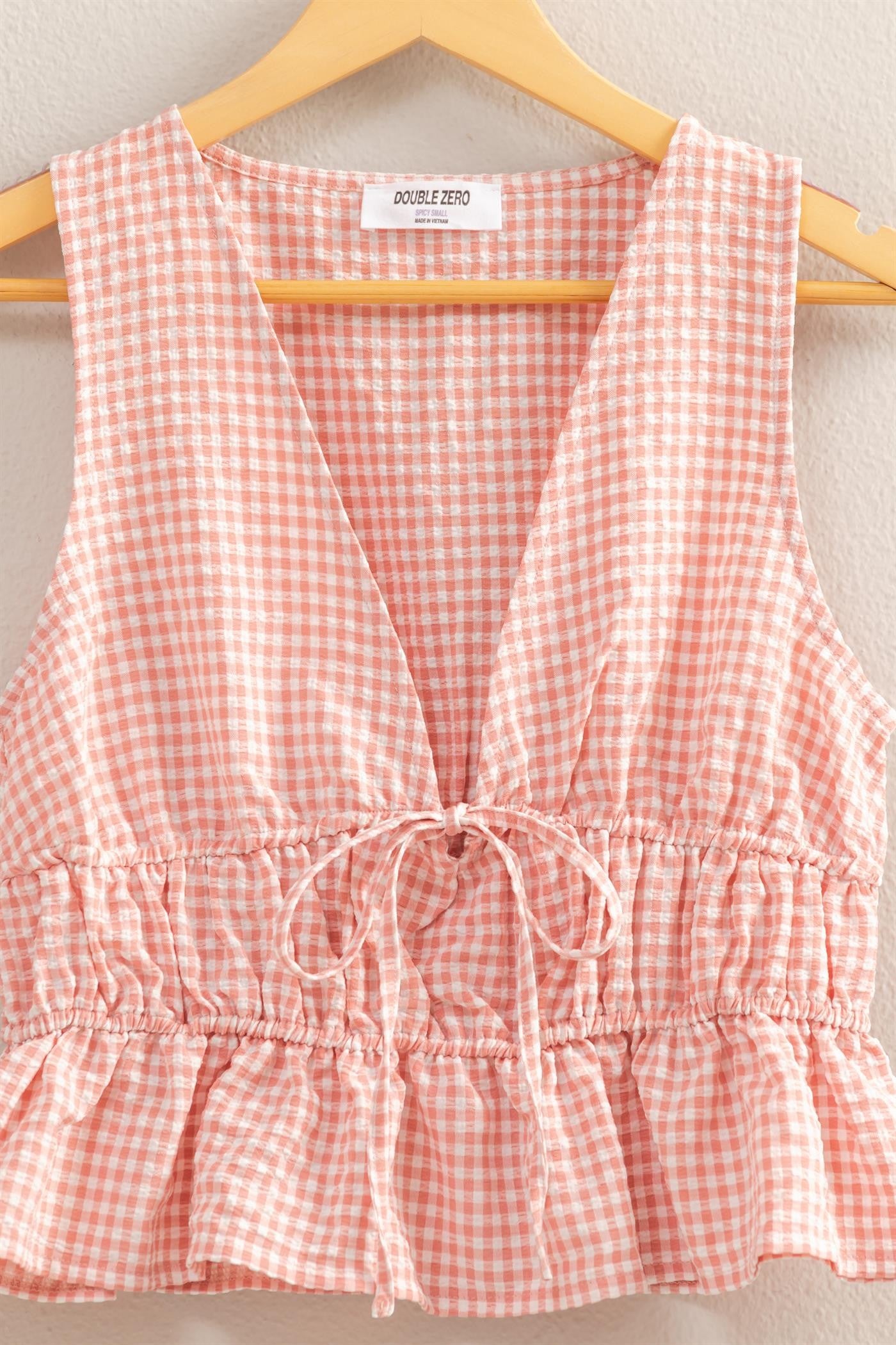 Gingham Peplum Tie Top (2 Color Options)