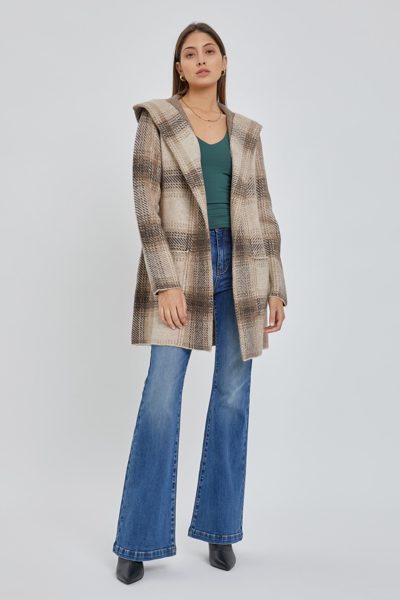 Plaid Open Coat