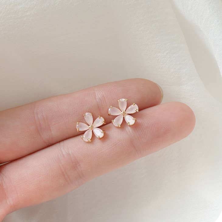 Gold Flower Stud Earrings