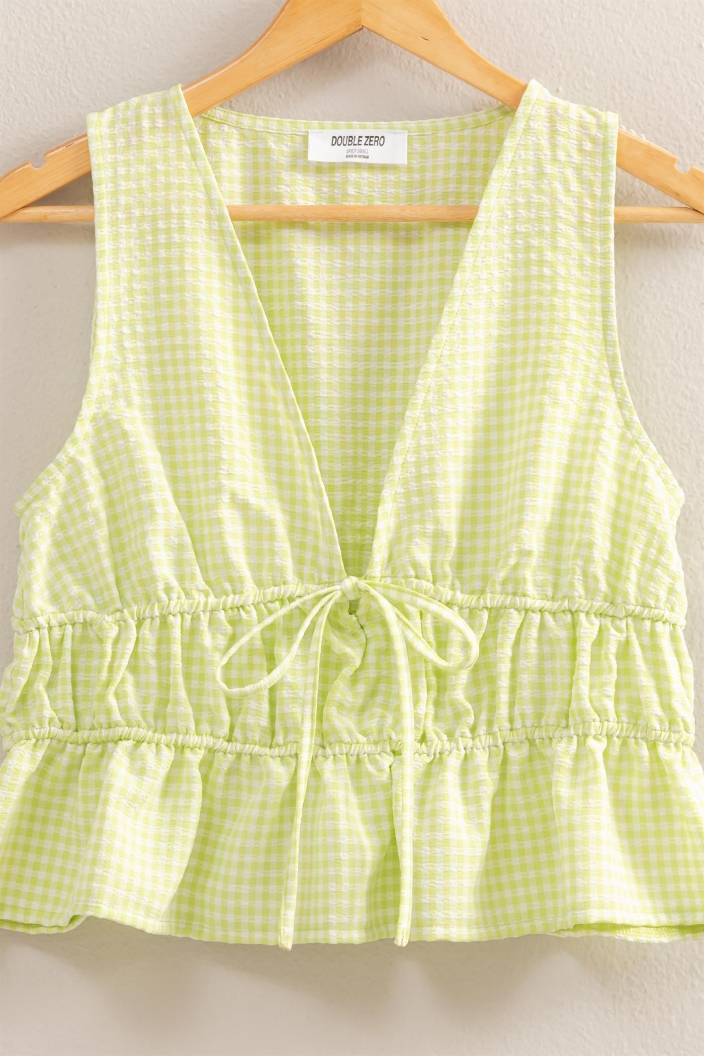 Gingham Peplum Tie Top (2 Color Options)
