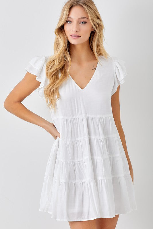 Tiered V-Neck Mini Dress