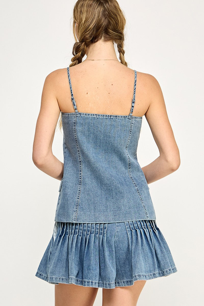Long Denim Vest Top