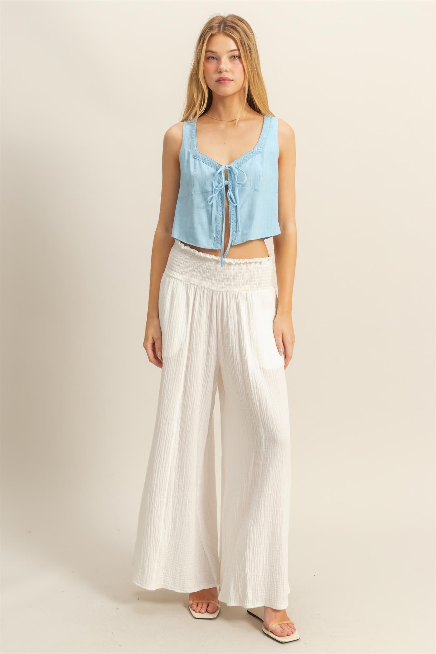 Linen Front Tie Top