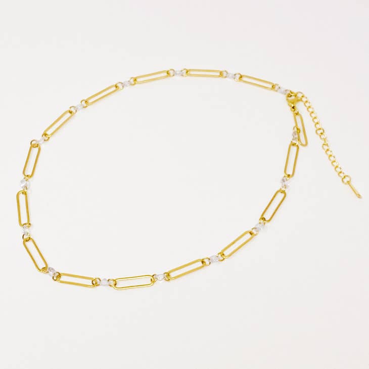 Crystal Linked Chain Necklace,Necklaces,Faire, Jan23- DEFIANT