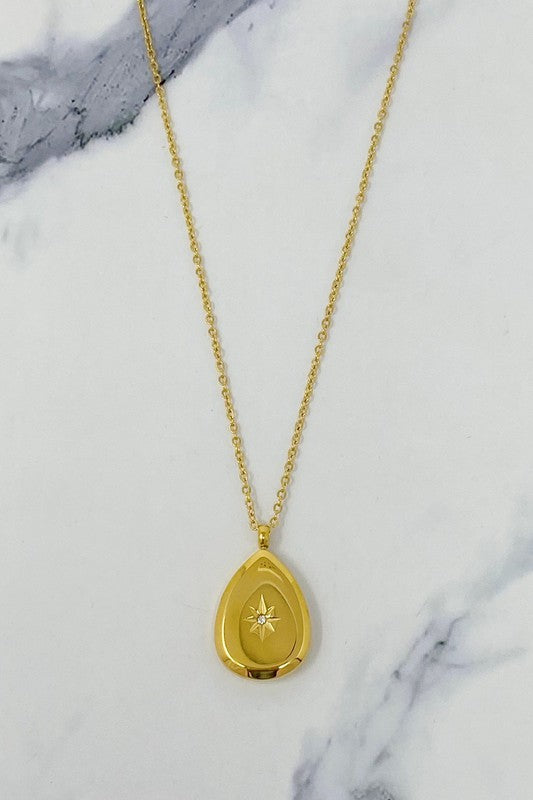 Teardrop Sunburst Necklace,ACCESSORIES,GOLD JEWELRY- DEFIANT