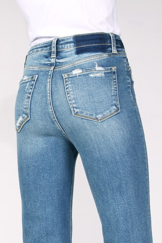 Straight Leg Stretch Denim,Bottoms,DENIM, HIGH WAISTED, STRAIGHT LEG- DEFIANT