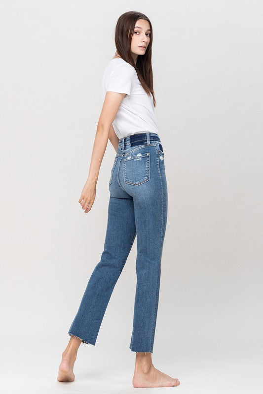 Straight Leg Stretch Denim,Bottoms,DENIM, HIGH WAISTED, STRAIGHT LEG- DEFIANT