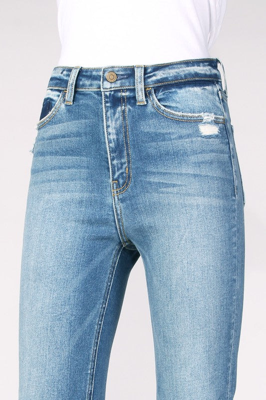 Straight Leg Stretch Denim,Bottoms,DENIM, HIGH WAISTED, STRAIGHT LEG- DEFIANT