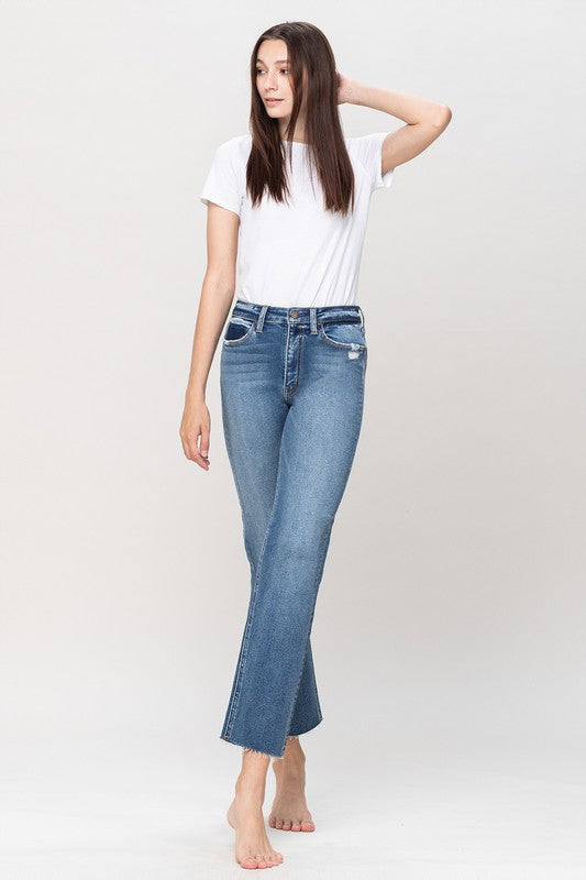 Straight Leg Stretch Denim,Bottoms,DENIM, HIGH WAISTED, STRAIGHT LEG- DEFIANT