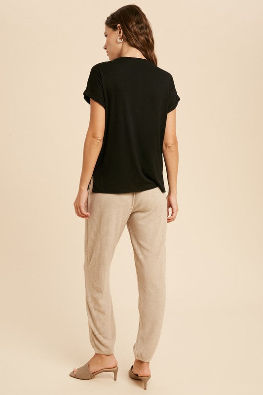 Henley Knit Top,Tops,BASIC, BASICS, Buttons, SHORT SLEEVE, SOLID- DEFIANT