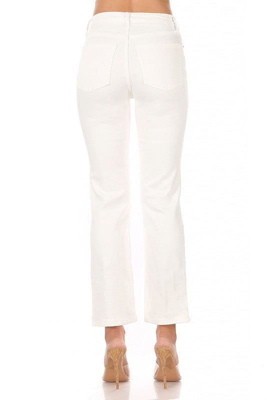 Off White Straight Denim,Bottoms,DENIM, HIGH WAISTED, STRAIGHT LEG, WHITE DENIM- DEFIANT