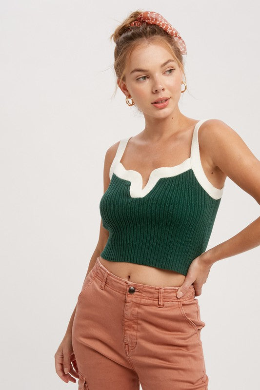 Contrast Pine Green Sweater Top,Tops,- DEFIANT