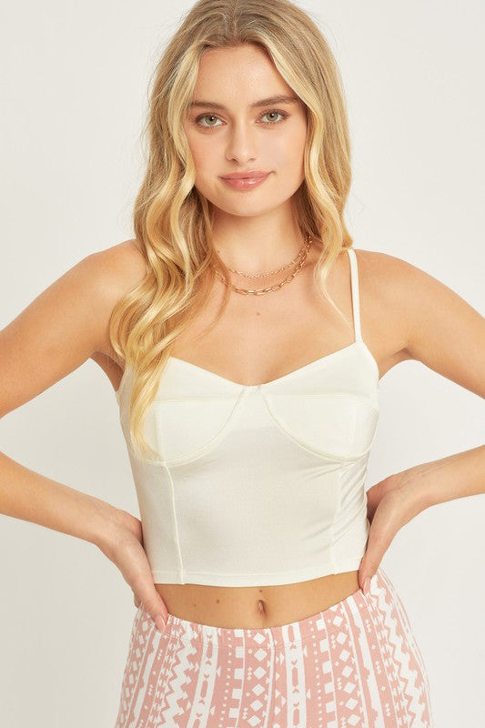 Bustier Cami Top,Tops,CAMI, CAMI TOPS, CORSET, CROP TOPS, CROPPED, SATIN, SLEEVELESS- DEFIANT