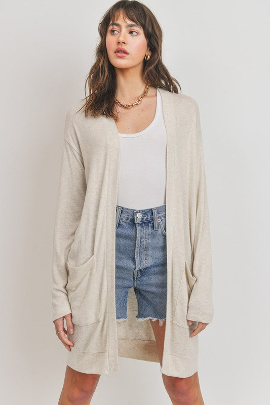 Brushed Knit Open Cardigan,Tops,CARDIGAN, LIGHTWEIGHT, SOFT, SWEATER, SWEATERS- DEFIANT
