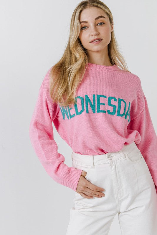 On Wednesday Pink Sweater – Defiant Boutique