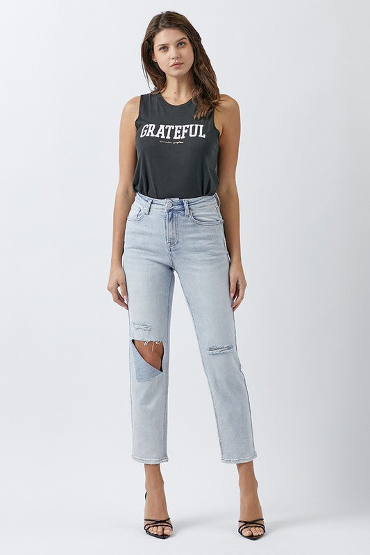 Must Have Denim,Bottoms,DENIM, DISTRESSED, HIGH WAISTED- DEFIANT